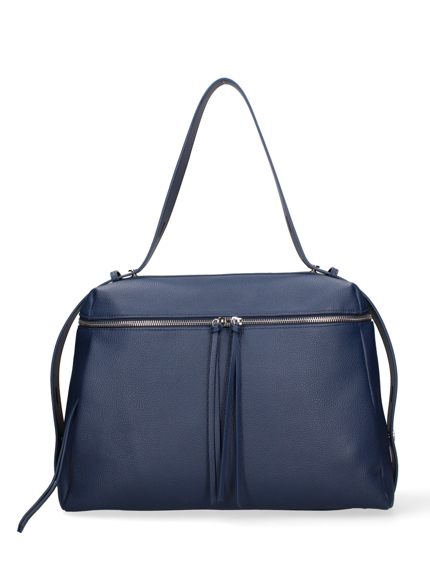 Borsa a Mano in Vera Pelle Blu Jeans Chiara Ferretti