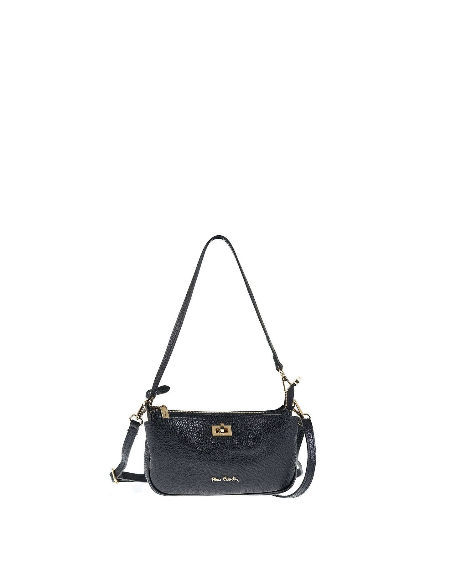 Borsa a Spalla in Vera Pelle Nero Pierre Cardin
