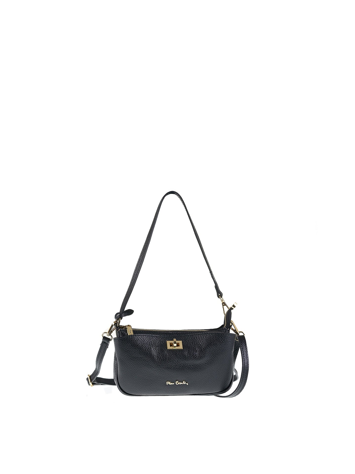 Borsa a Spalla in Vera Pelle Nero Pierre Cardin