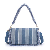 Bolso de hombro de poliéster azul y blanco