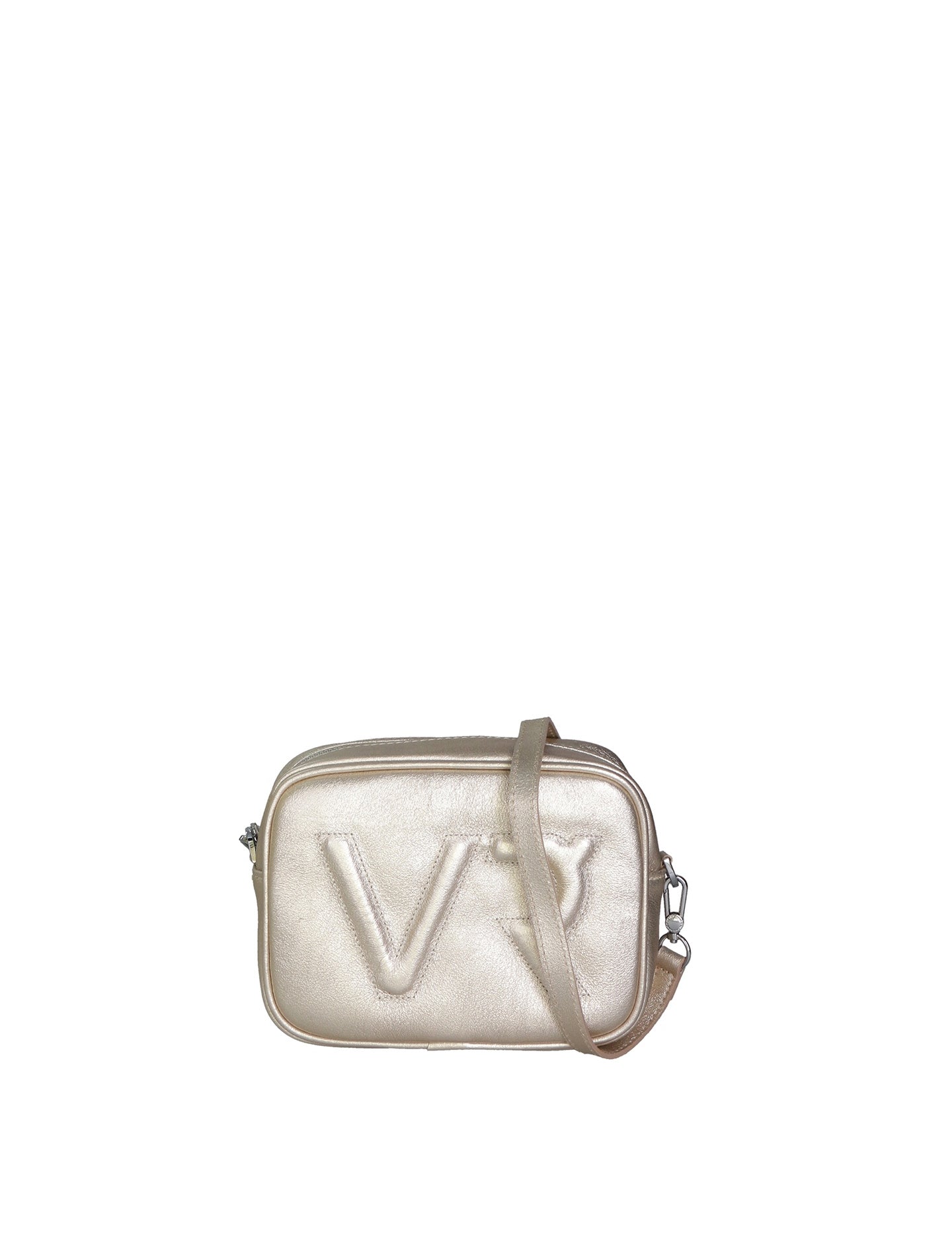 Borsa a Tracolla in Genuine Printed Suede Leather Argento