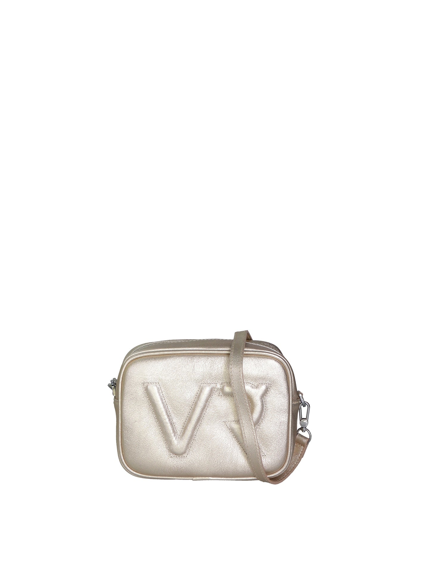 Borsa a Tracolla in Genuine Printed Suede Leather Argento