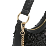 Bolso de hombro de poliéster negro