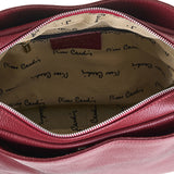 Burgunderfarbene Schultertasche aus echtem Leder
