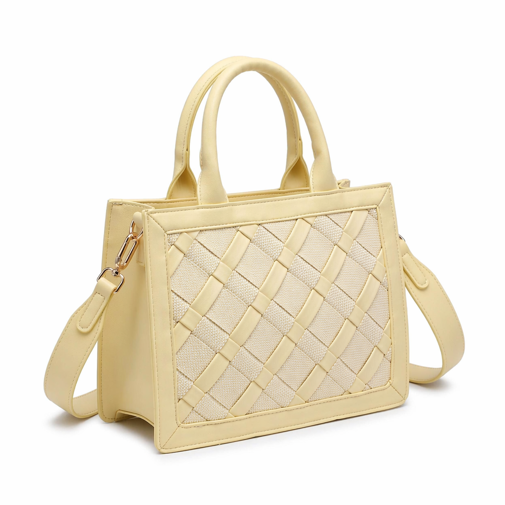Borsa a Mano in Pelle Vegana Giallo