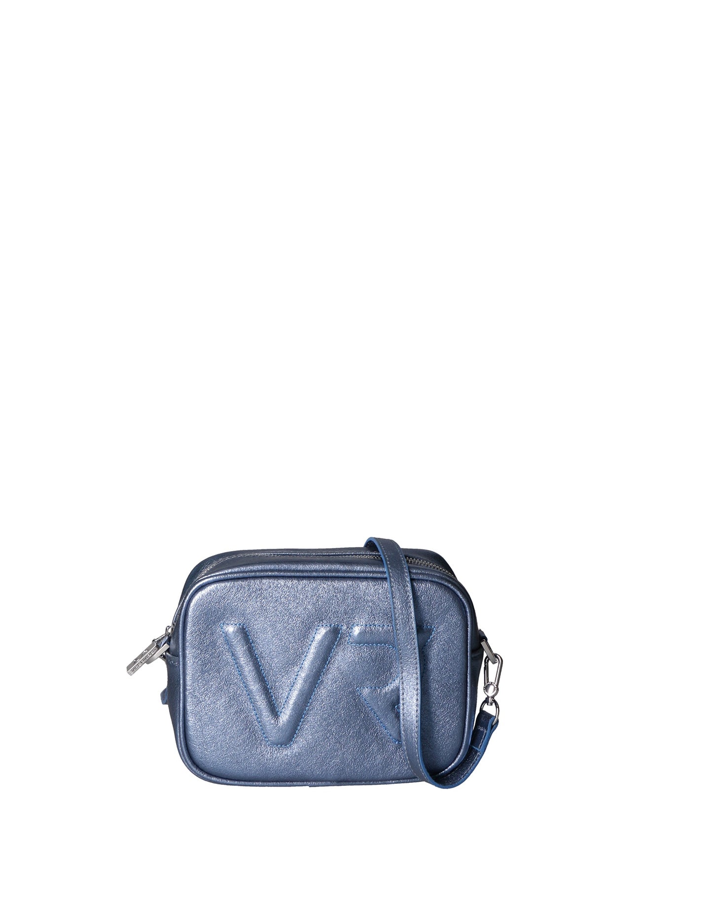 Borsa a Tracolla in Genuine Printed Suede Leather Azzurro