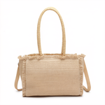 Borsa a Mano in Woven Straw Beige