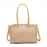 Borsa a Mano in Woven Straw Beige