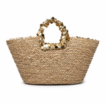 Borsa Shopper in Woven Straw Oro