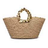 Borsa Shopper in Woven Straw Oro