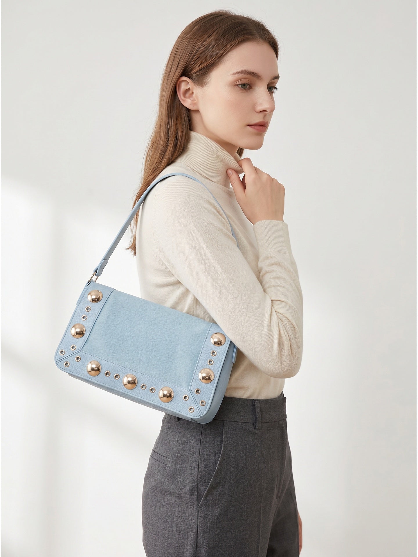 Borsa a Tracolla in Pelle Vegana Blu