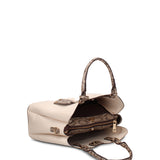 Bolso de mano de piel vegana beige