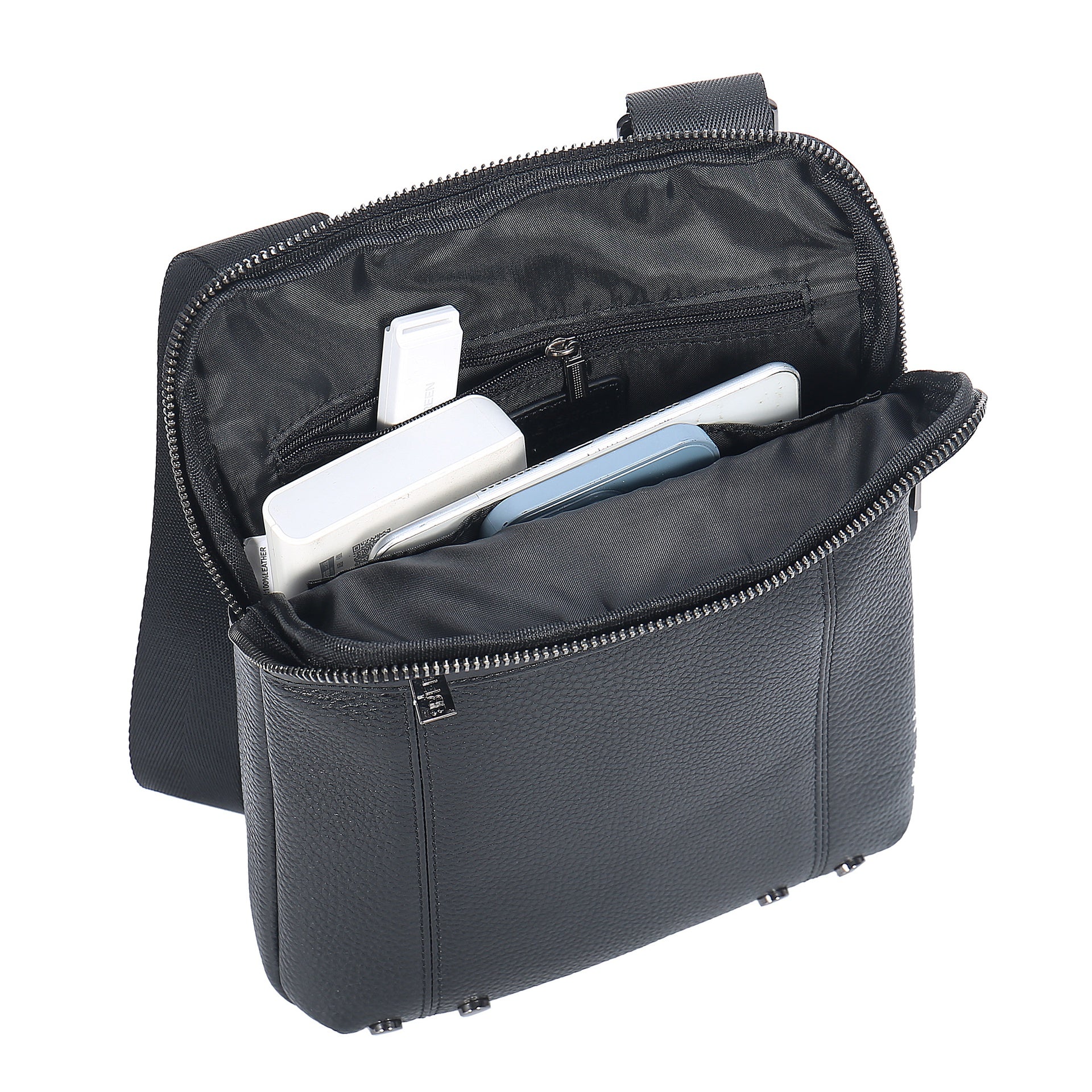 Borsa a Tracolla in Vera Pelle Nero