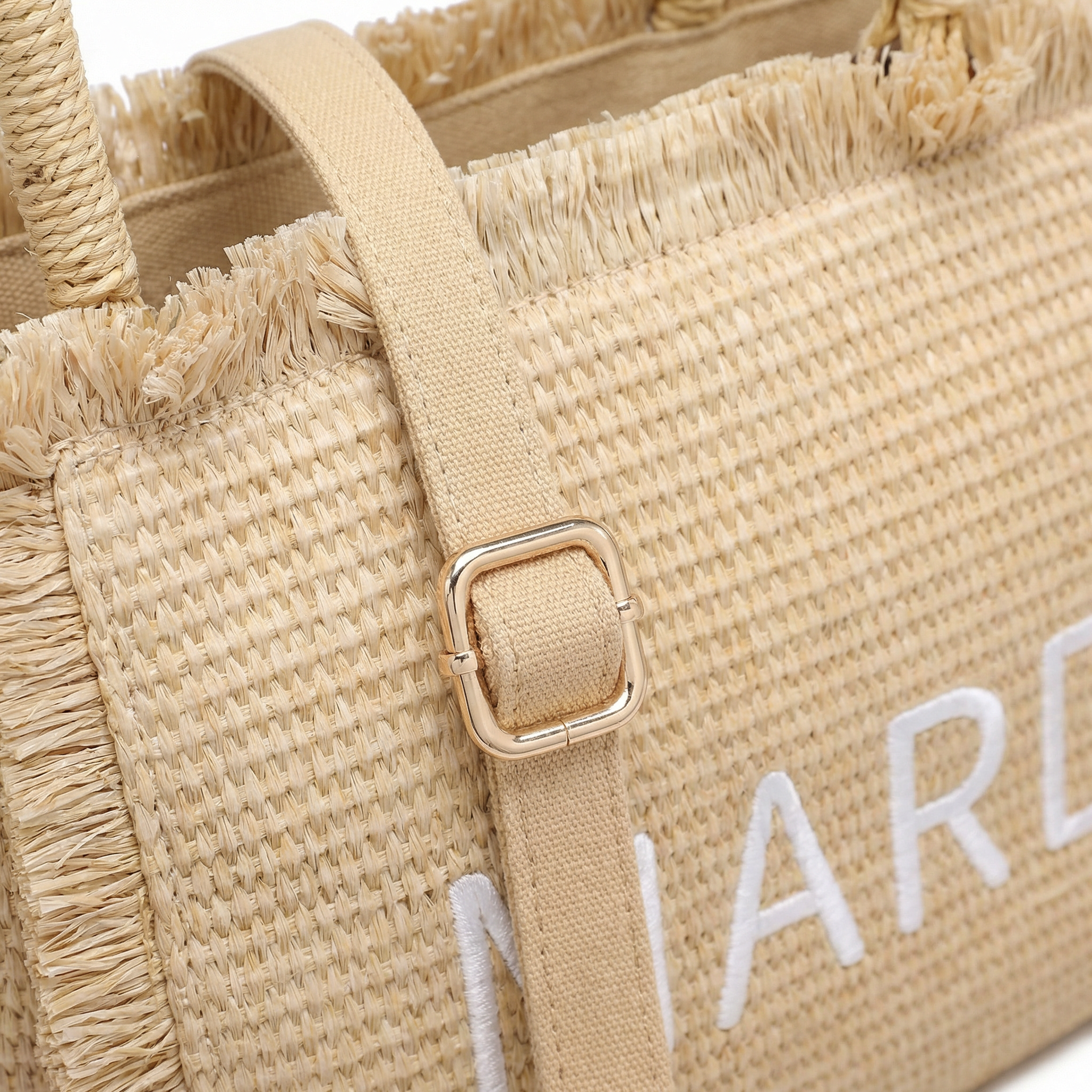 Borsa a Mano in Woven Straw Beige