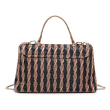 Bolso de hombro de poliéster negro y marrón