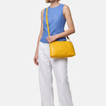 Borsa a Spalla in Dollaro Leather Giallo