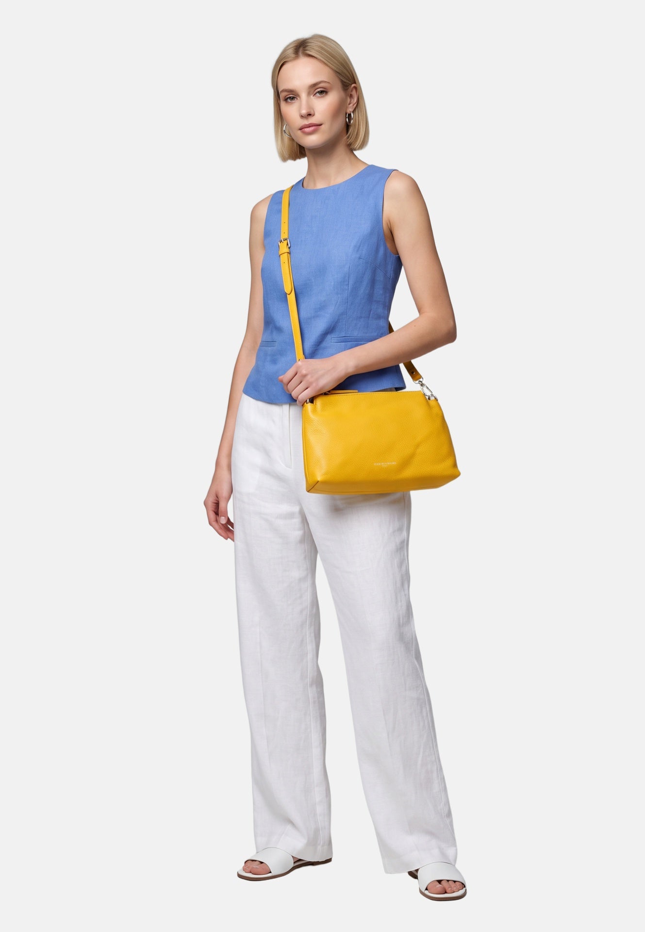 Borsa a Spalla in Dollaro Leather Giallo