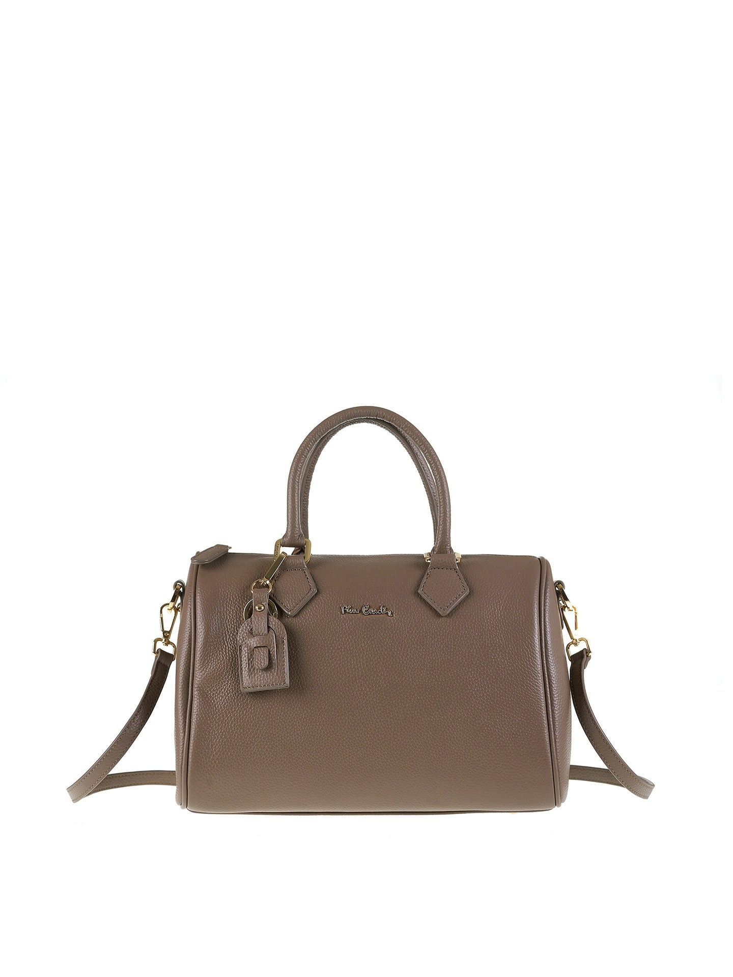 Borsa a Bauletto in Vera Pelle Taupe Pierre Cardin