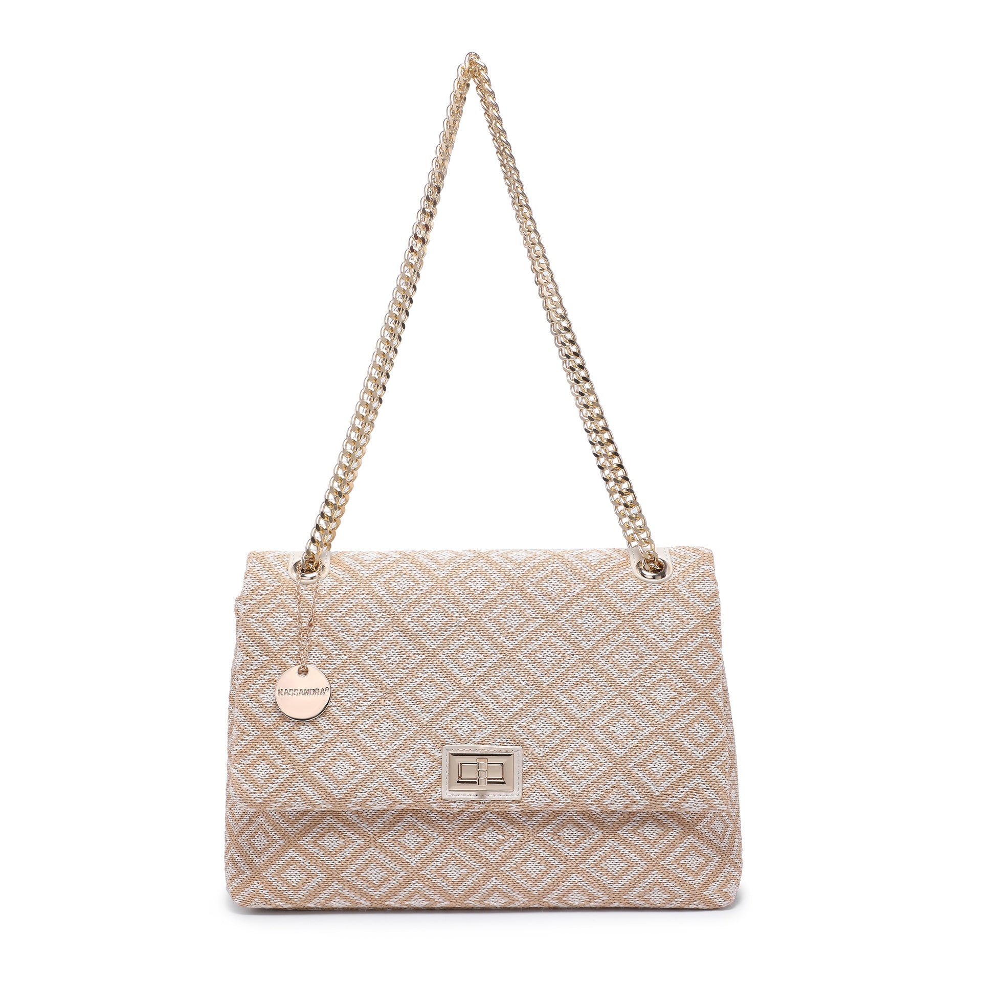 Bolso de hombro de poliéster beige