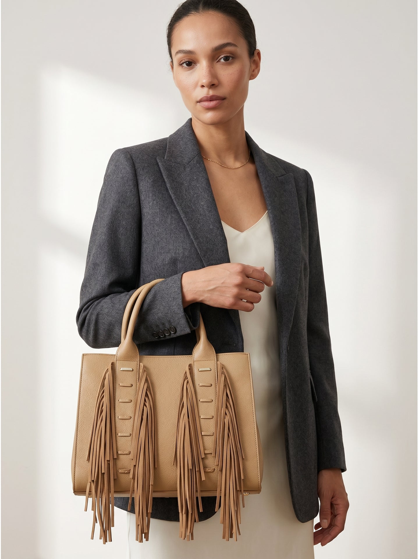 Borsa a Mano in Polyurethane Cammello