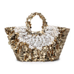 Borsa Shopper in Woven Straw Oro