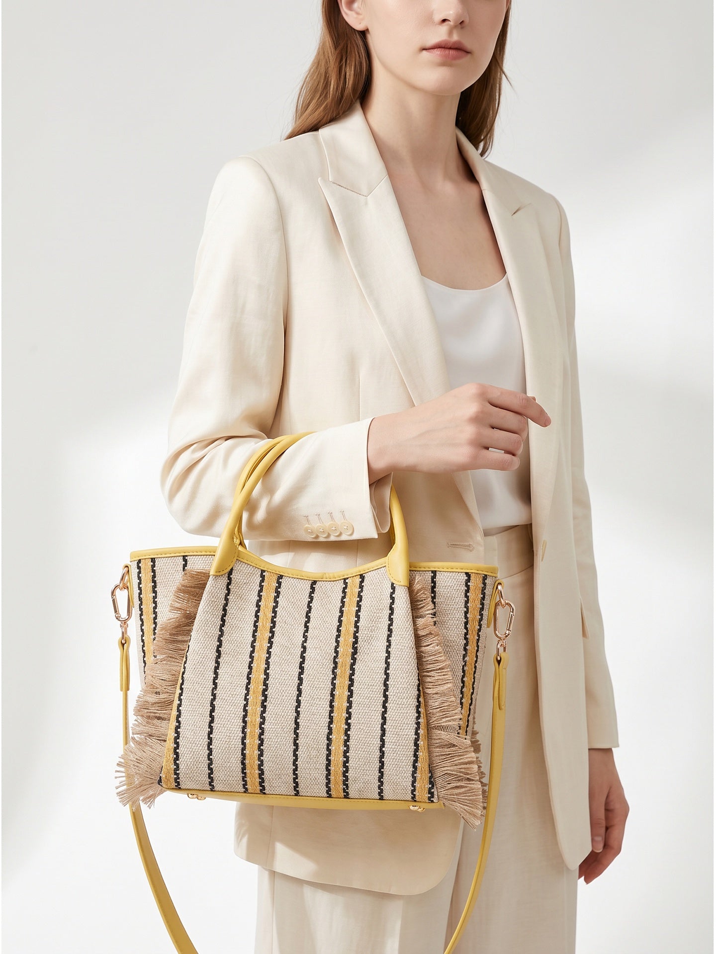 Borsa Shopper in Cotone Giallo