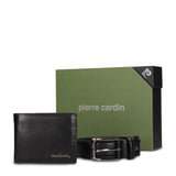 Set Portafoglio e Cintura Uomo in Vera Pelle Nero