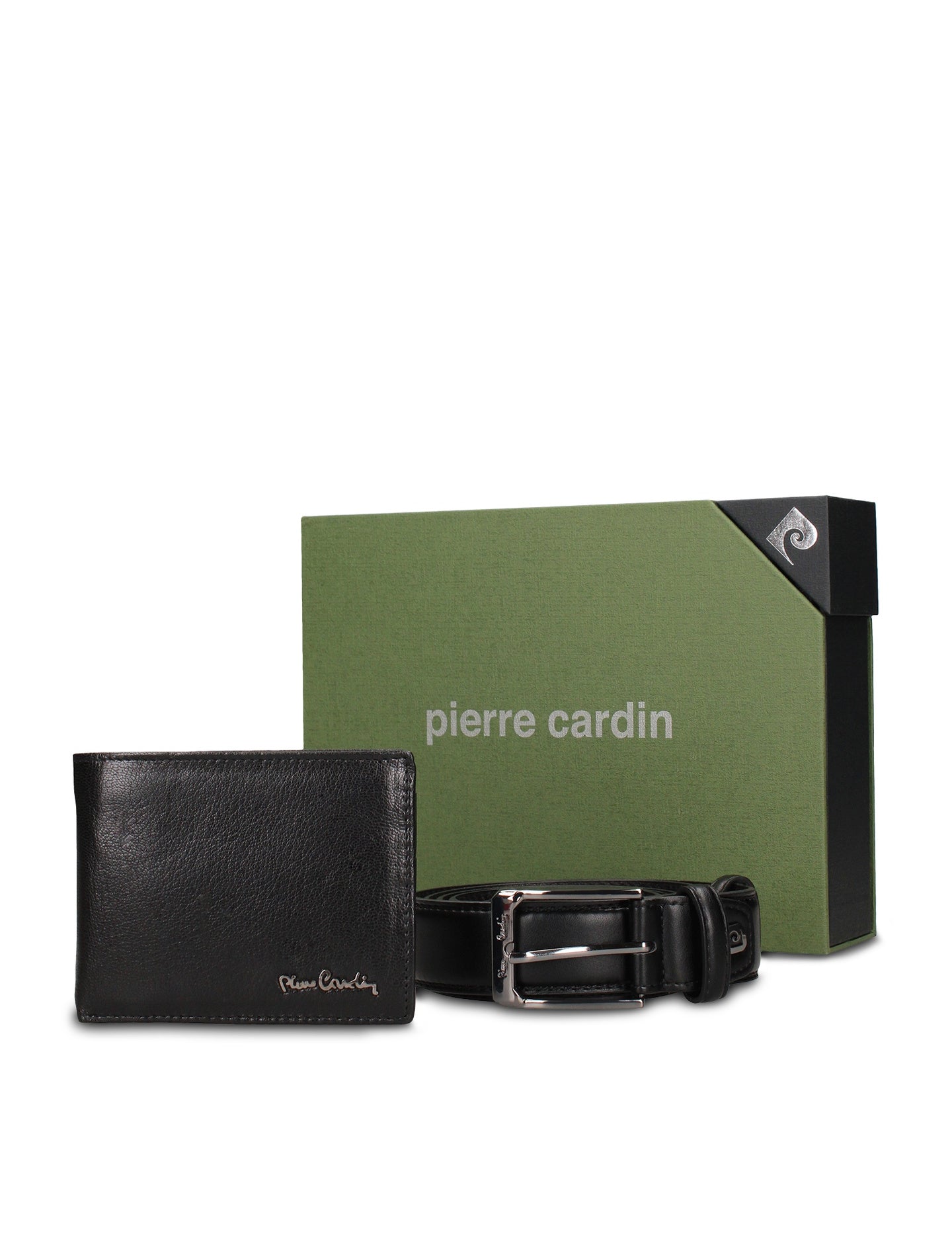 Set Portafoglio e Cintura Uomo in Vera Pelle Nero
