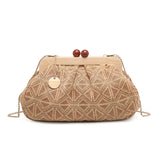 Bolso de hombro de piel y poliéster