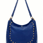 Borsa a Spalla in Dollaro Leather Blu Jeans