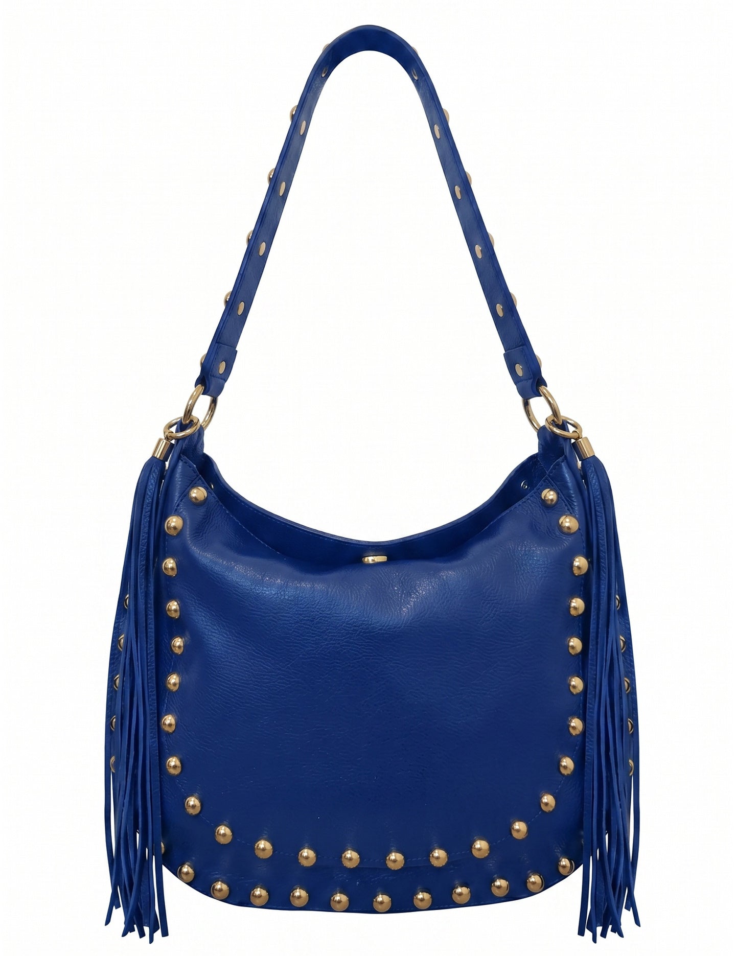 Borsa a Spalla in Dollaro Leather Blu Jeans