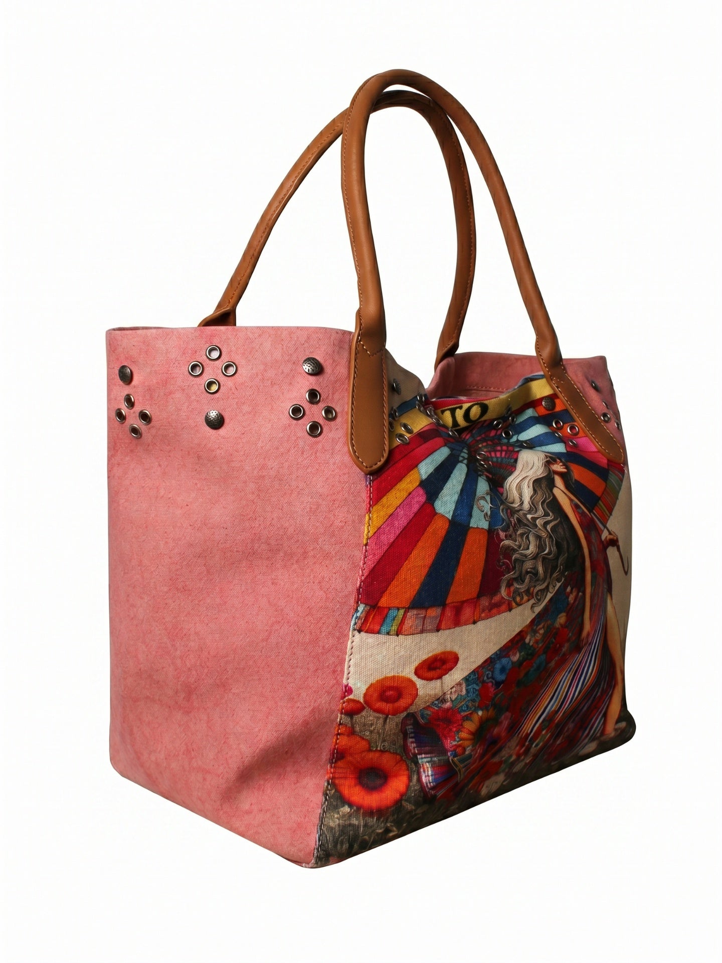 Borsa a Mano in Pelle Vegana Rosa