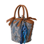 Borsa a Mano in Pelle Vegana Blu
