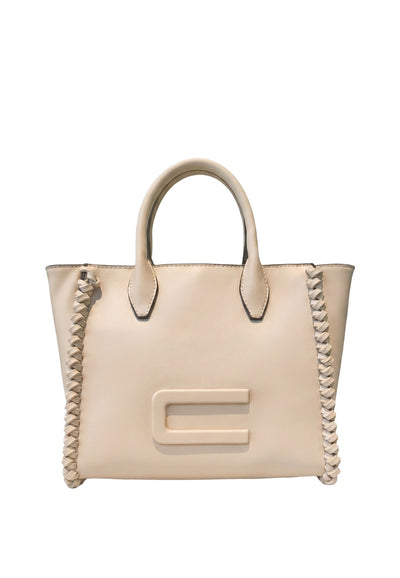 Borsa a mano in Pelle Vegana Off-White