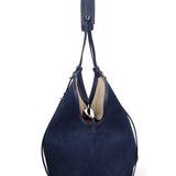 Borsa a Spalla in Vera Pelle Blu Jeans