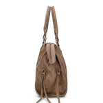 Borsa a Spalla in Genuine Printed Suede Leather Beige Scuro