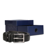 Set Portafoglio e Cintura in Vera Pelle Nero