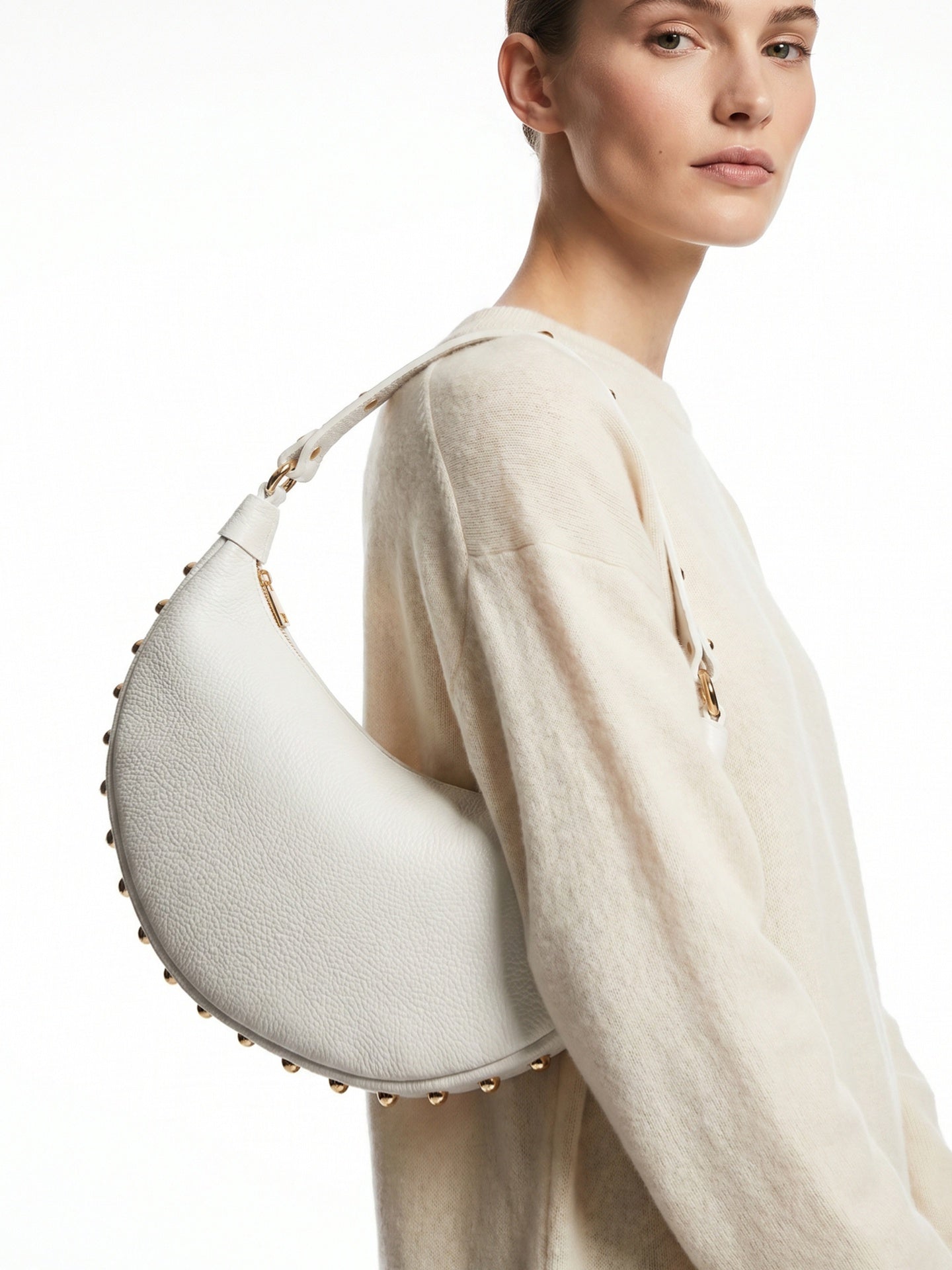 Borsa a Tracolla in Dollaro Leather Bianco
