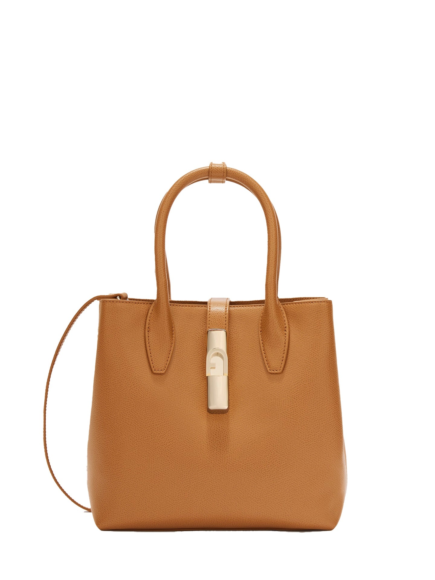 Borsa a Mano in Palmellato Leather Tabacco Furla