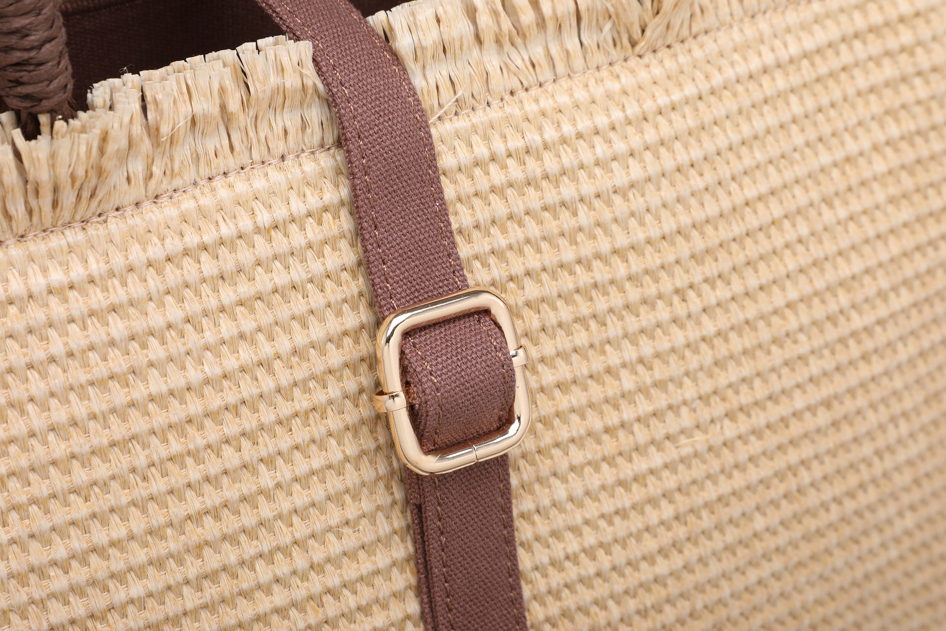 Borsa a Mano in Woven Straw Marrone