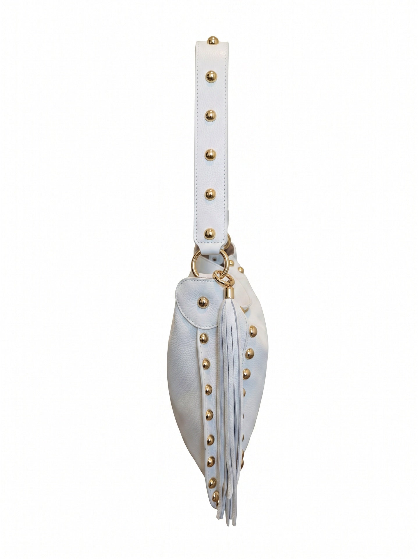 Borsa a Spalla in Dollaro Leather Bianco