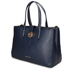 Borsa a Mano in Pelle Vegana Blu Pierre Cardin