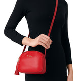 Sac à bandoulière en cuir véritable rubis