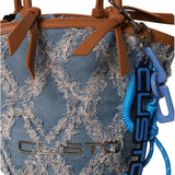 Borsa a Mano in Pelle Vegana Blu