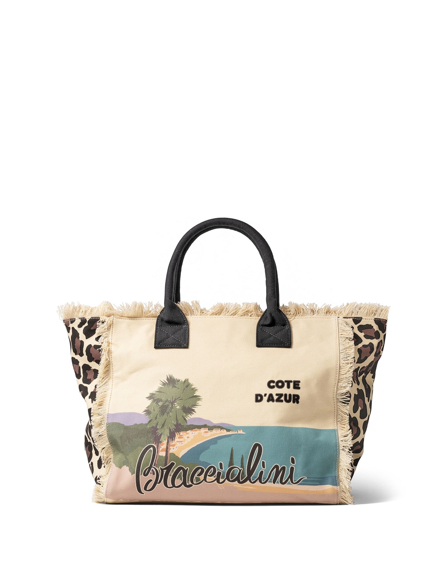 Borsa a Mano in Cotone Multicolore e Nero Braccialini