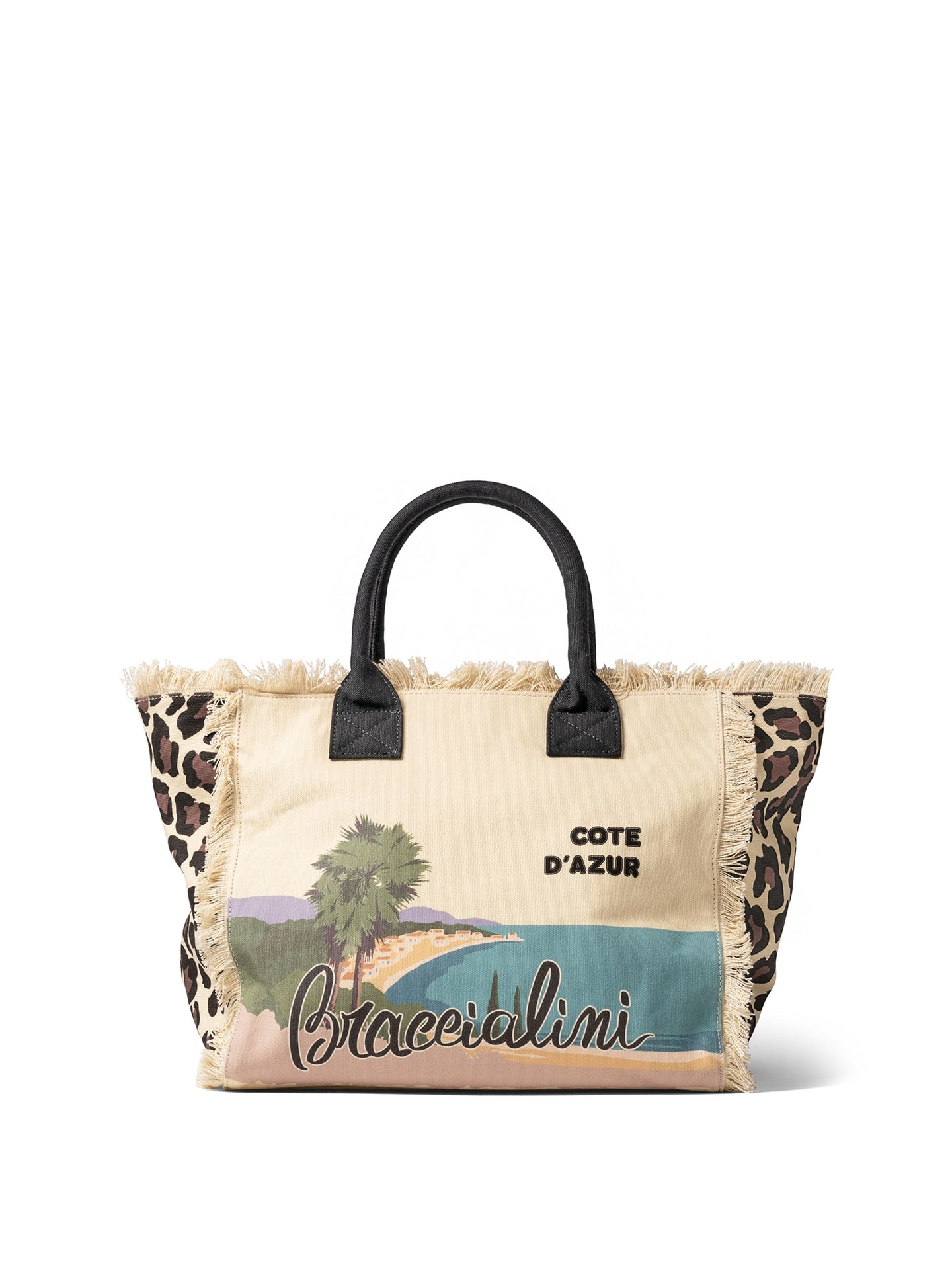 Borsa a Mano in Cotone Multicolore e Nero Braccialini