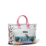 Borsa a Mano in Cotone Multicolore e Rosa