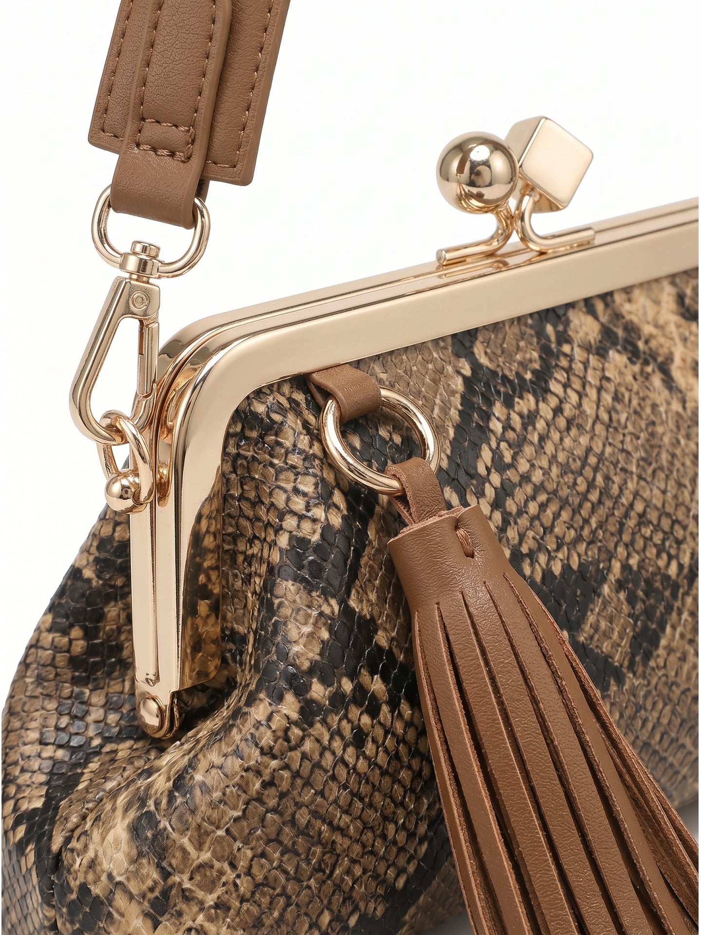 Borsa a Spalla in Pelle Vegana Marrone