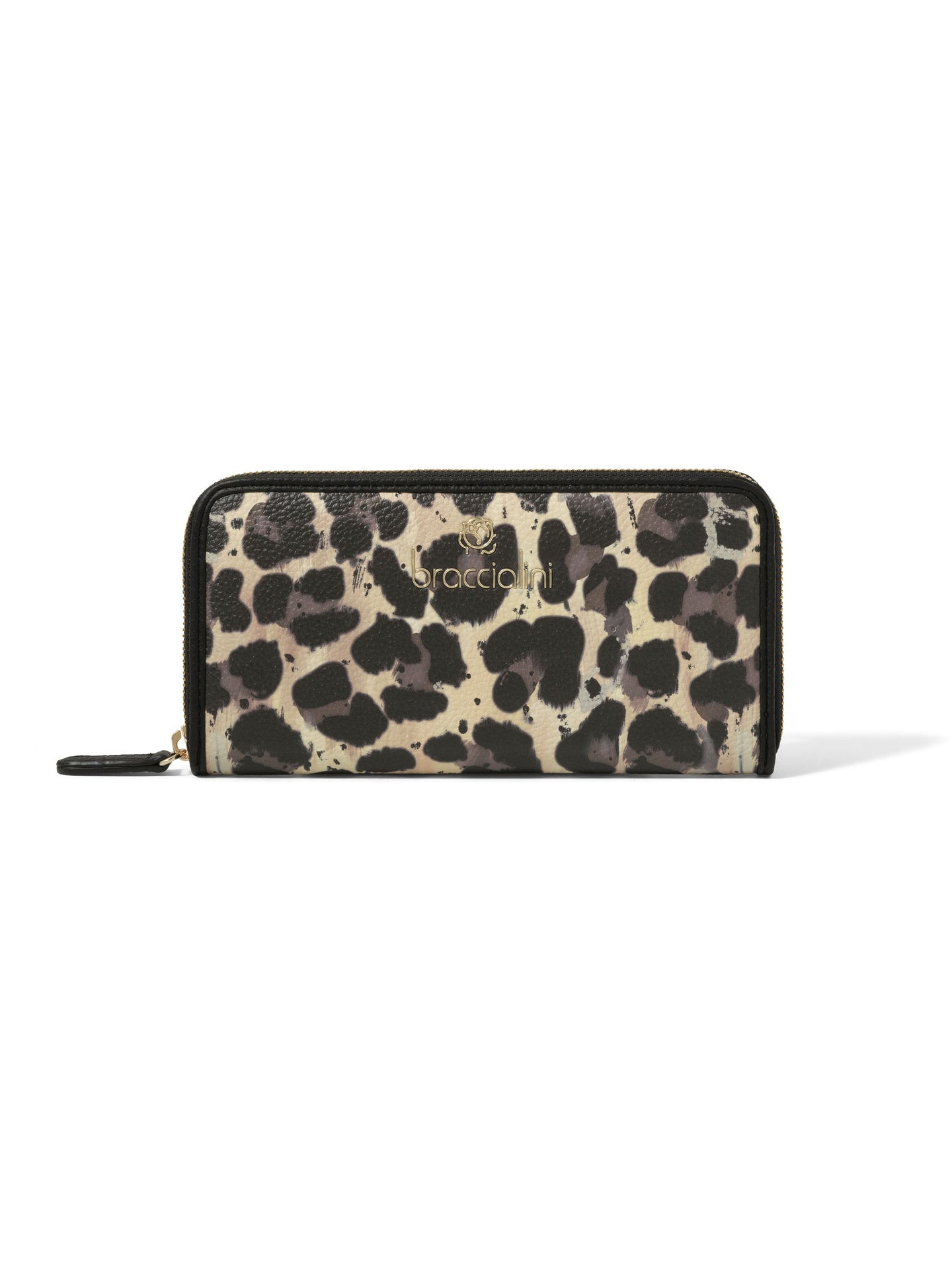 Portafoglio Donna con Zip in Pelle Vegana Leopardato Braccialini