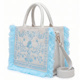 Borsa a Mano in Cotone Blu